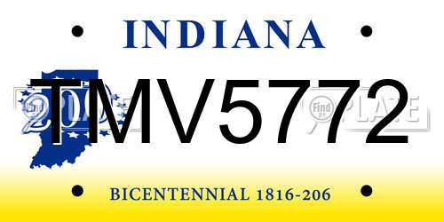 TMV5772 Indiana License Plate