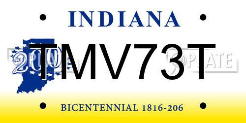 TMV73T Indiana License Plate