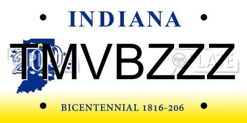 TMVBZZZ Indiana License Plate