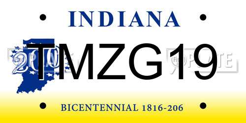 TMZG19 Indiana License Plate