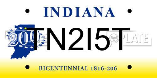 TN2I5T Indiana License Plate