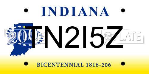 TN2I5Z Indiana License Plate