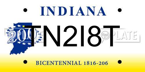 TN2I8T Indiana License Plate