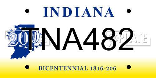 TNA482 Indiana License Plate