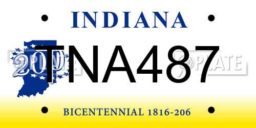 TNA487 Indiana License Plate