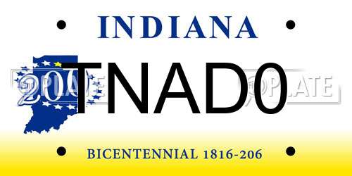 TNAD0 Indiana License Plate