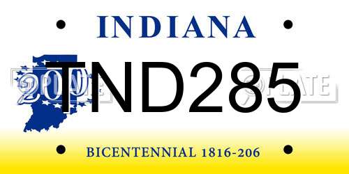 TND285 Indiana License Plate