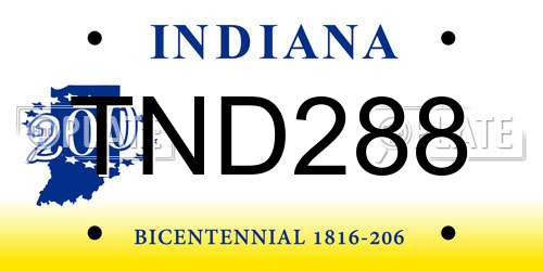 TND288 Indiana License Plate
