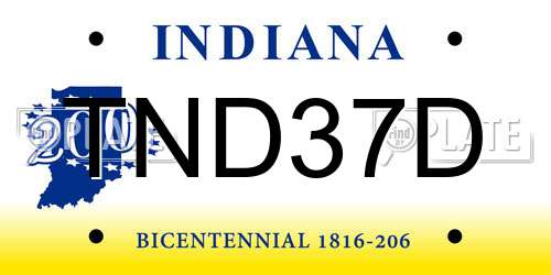 TND37D Indiana License Plate