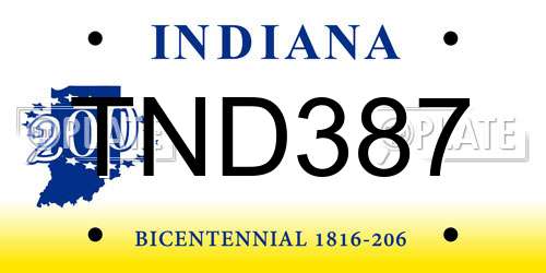TND387 Indiana License Plate