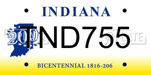 TND755 Indiana License Plate