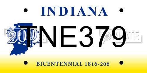 TNE379 Indiana License Plate