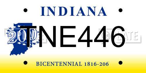 TNE446 Indiana License Plate