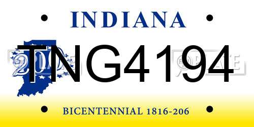 TNG4194 Indiana License Plate