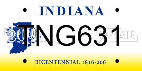 TNG631 Indiana License Plate