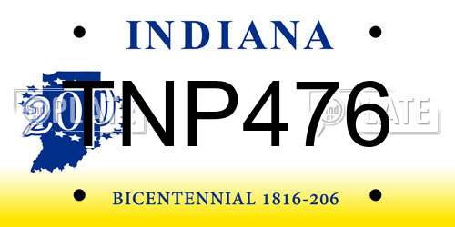 TNP476 Indiana License Plate