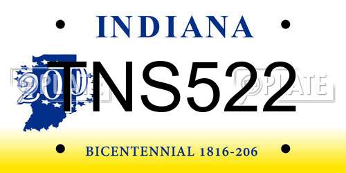 TNS522 Indiana License Plate