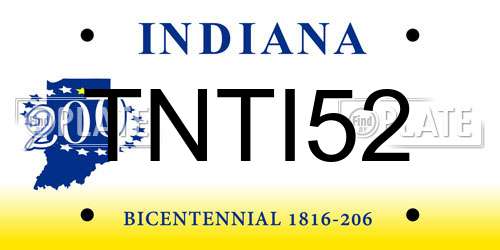 TNTI52 Indiana License Plate