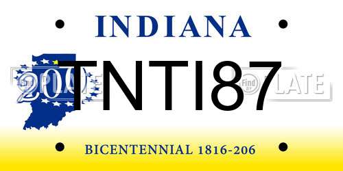TNTI87 Indiana License Plate