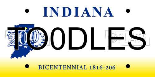 TO0DLES Indiana License Plate