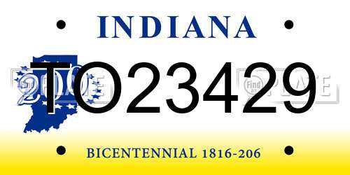TO23429 Indiana License Plate