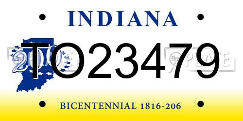 TO23479 Indiana License Plate