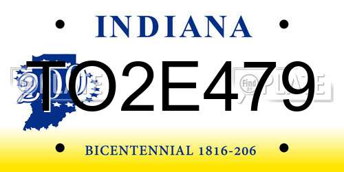 TO2E479 Indiana License Plate