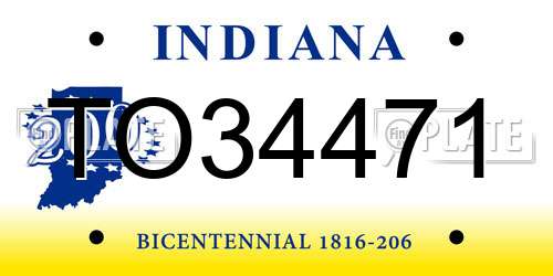 TO34471 Indiana License Plate