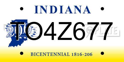 TO4Z677 Indiana License Plate