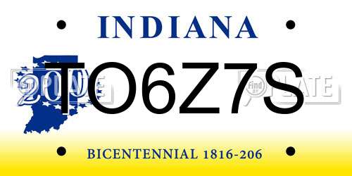 TO6Z7S Indiana License Plate