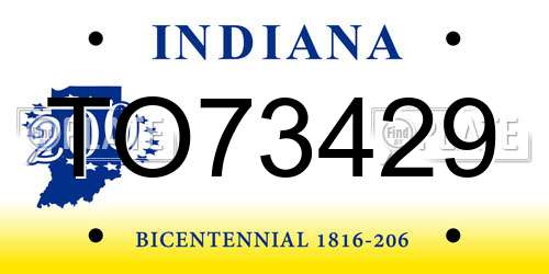 TO73429 Indiana License Plate