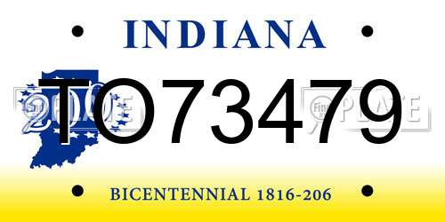 TO73479 Indiana License Plate