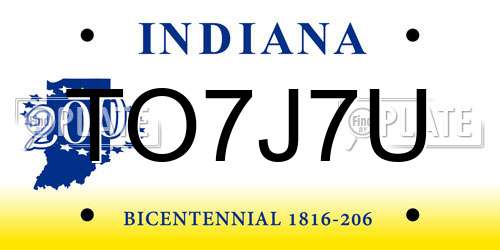 TO7J7U Indiana License Plate