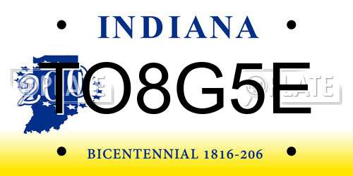 TO8G5E Indiana License Plate