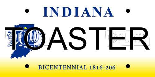 TOASTER Indiana License Plate
