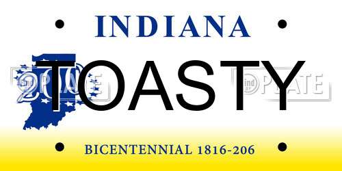 TOASTY Indiana License Plate