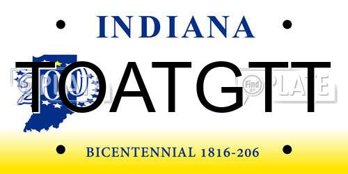 TOATGTT Indiana License Plate