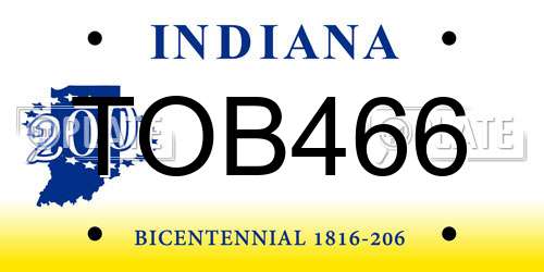 TOB466 Indiana License Plate