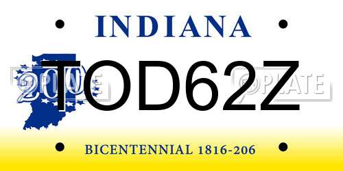 TOD62Z Indiana License Plate