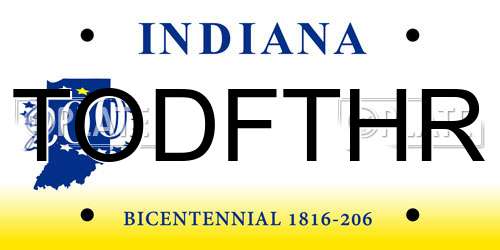 TODFTHR Indiana License Plate