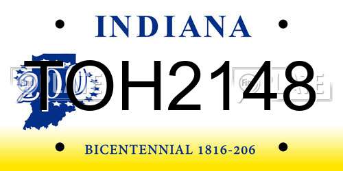 TOH2148 Indiana License Plate