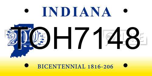 TOH7148 Indiana License Plate