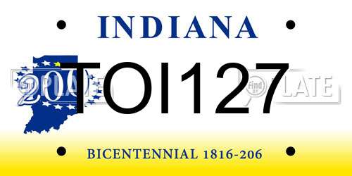 TOI127 Indiana License Plate