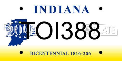 TOI388 Indiana License Plate
