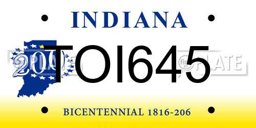 TOI645 Indiana License Plate