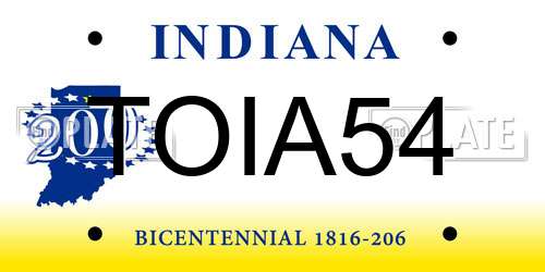 TOIA54 Indiana License Plate