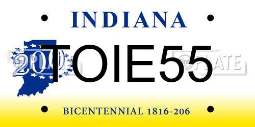 TOIE55 Indiana License Plate