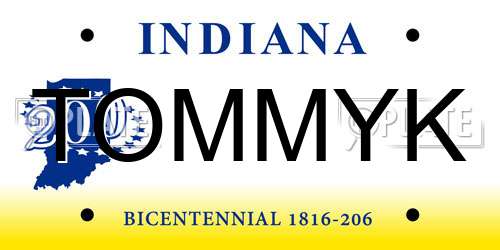 TOMMYK Indiana License Plate