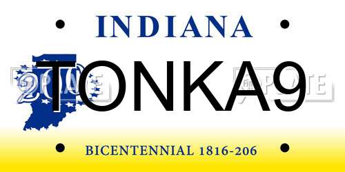 TONKA9 Indiana License Plate