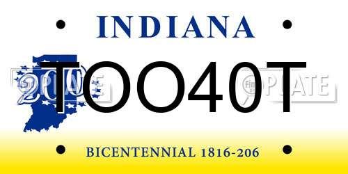 TOO40T Indiana License Plate